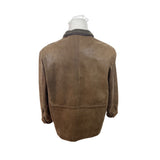 Jos. A. Bank Mens Brown Leather Jacket With Map Lining & Zip Closure Size M
