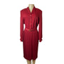 Vtg 80s Florentine Classic Button Up Red Pleated Shirt Midi Dress Sz 14