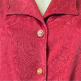 Vtg 80s Florentine Classic Button Up Red Pleated Shirt Midi Dress Sz 14