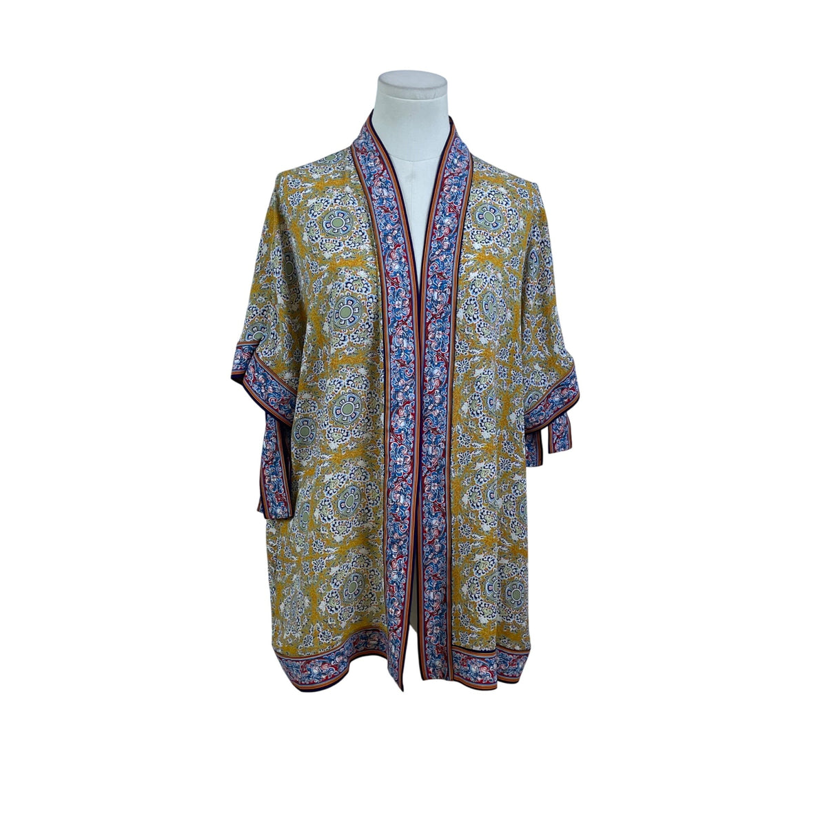 Max Edition Women's Yellow Multicolor Kimono Jacket Floral Lightweight Size S