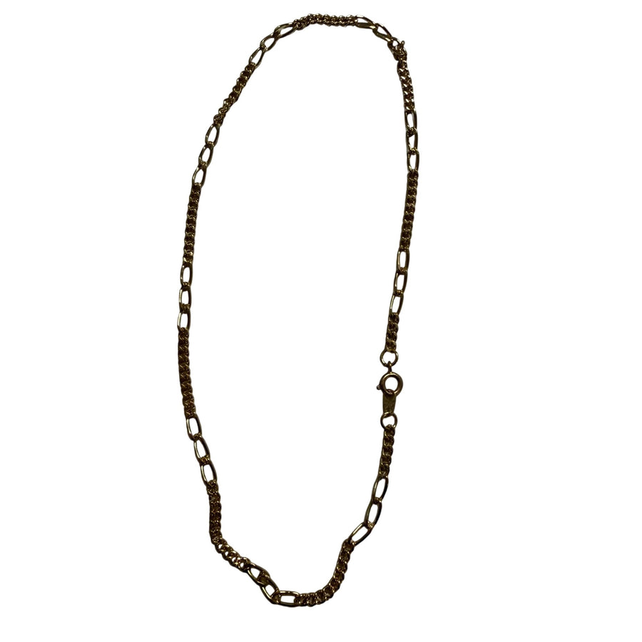 Gold-Tone Unisex Vintage Chain Necklace 20" Figaro Style Lobster Clasp Durable Lightweight