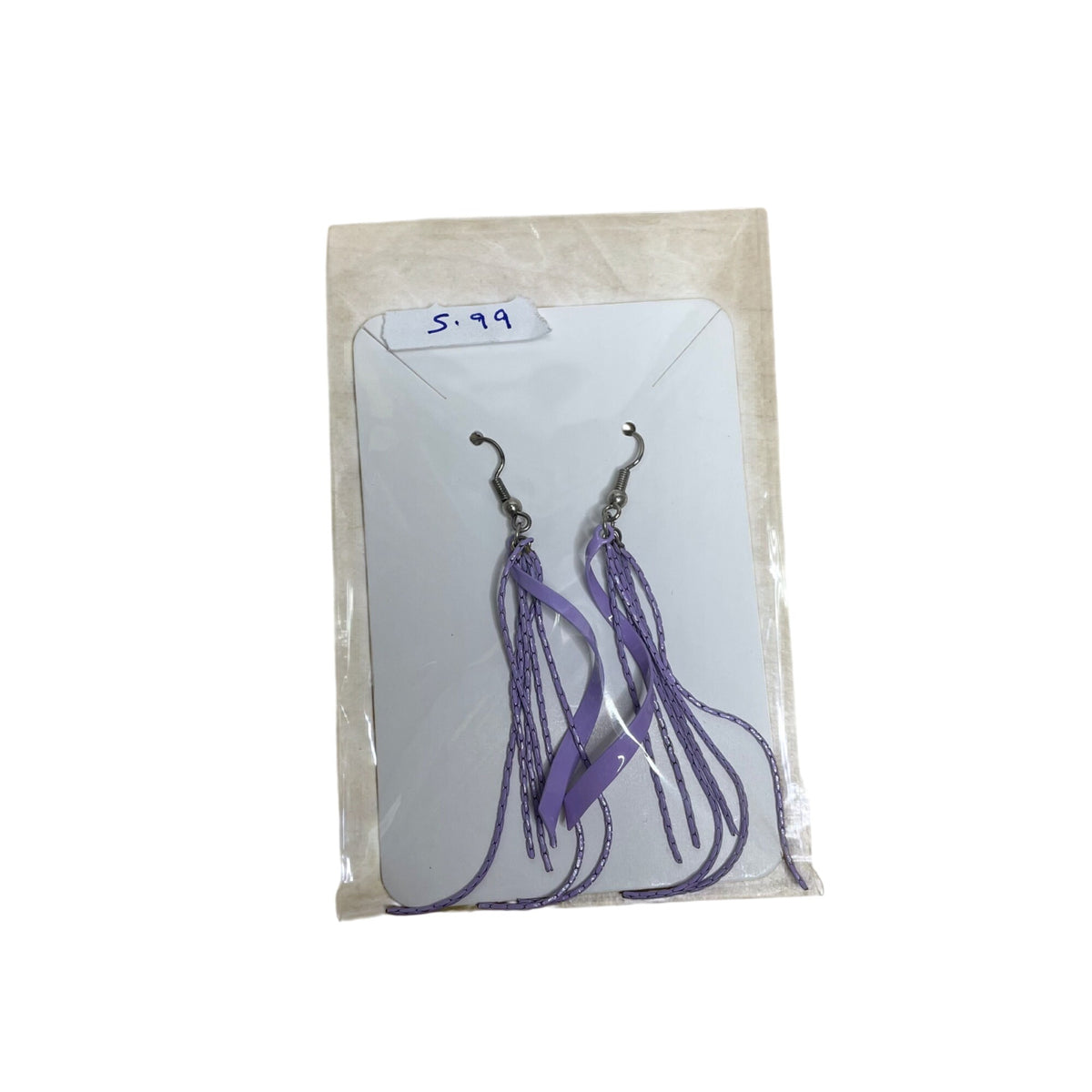 Purple & Silver Dangle Earrings For Women Hypoallergenic Long Fringe Statement Style