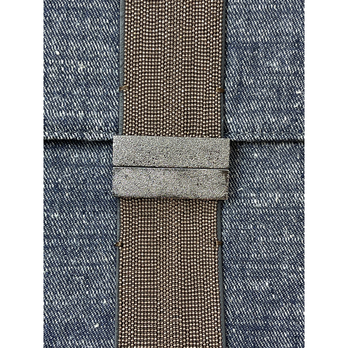 Brunello Cucinelli Women's Blue Denim Beaded Closure Crossbody Bag