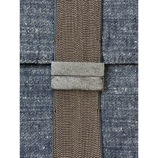 Brunello Cucinelli Women's Blue Denim Beaded Closure Crossbody Bag