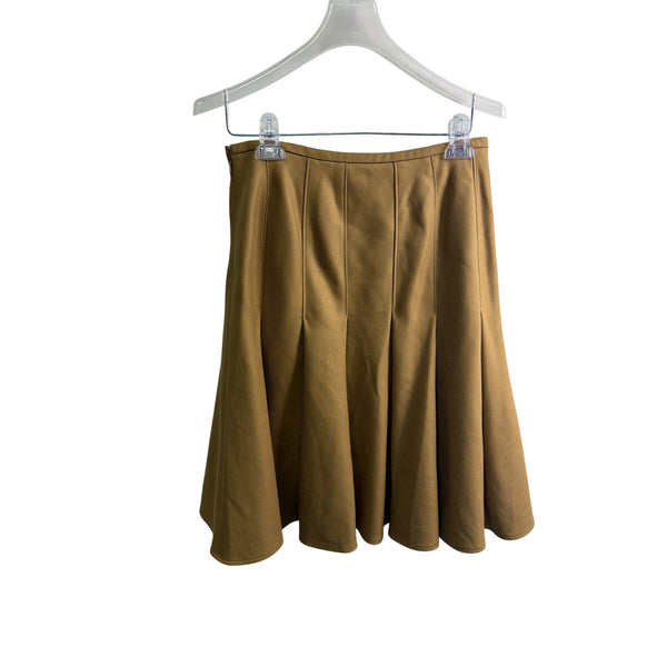 Brown Solid Womens Pleated Skirt Size 4 Lightweight Polyester Fit & Flare Design Brown Solid Womens Pleated Skirt Size 4 Lightweight Polyester Fit & Flare Design