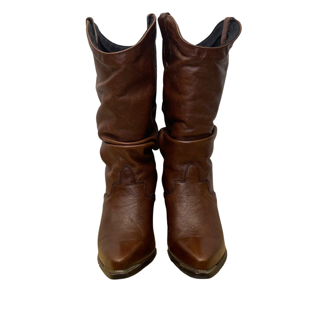 Silver Rebel Women's Brown Leather Maple Leaf Western Boots Size 9 M