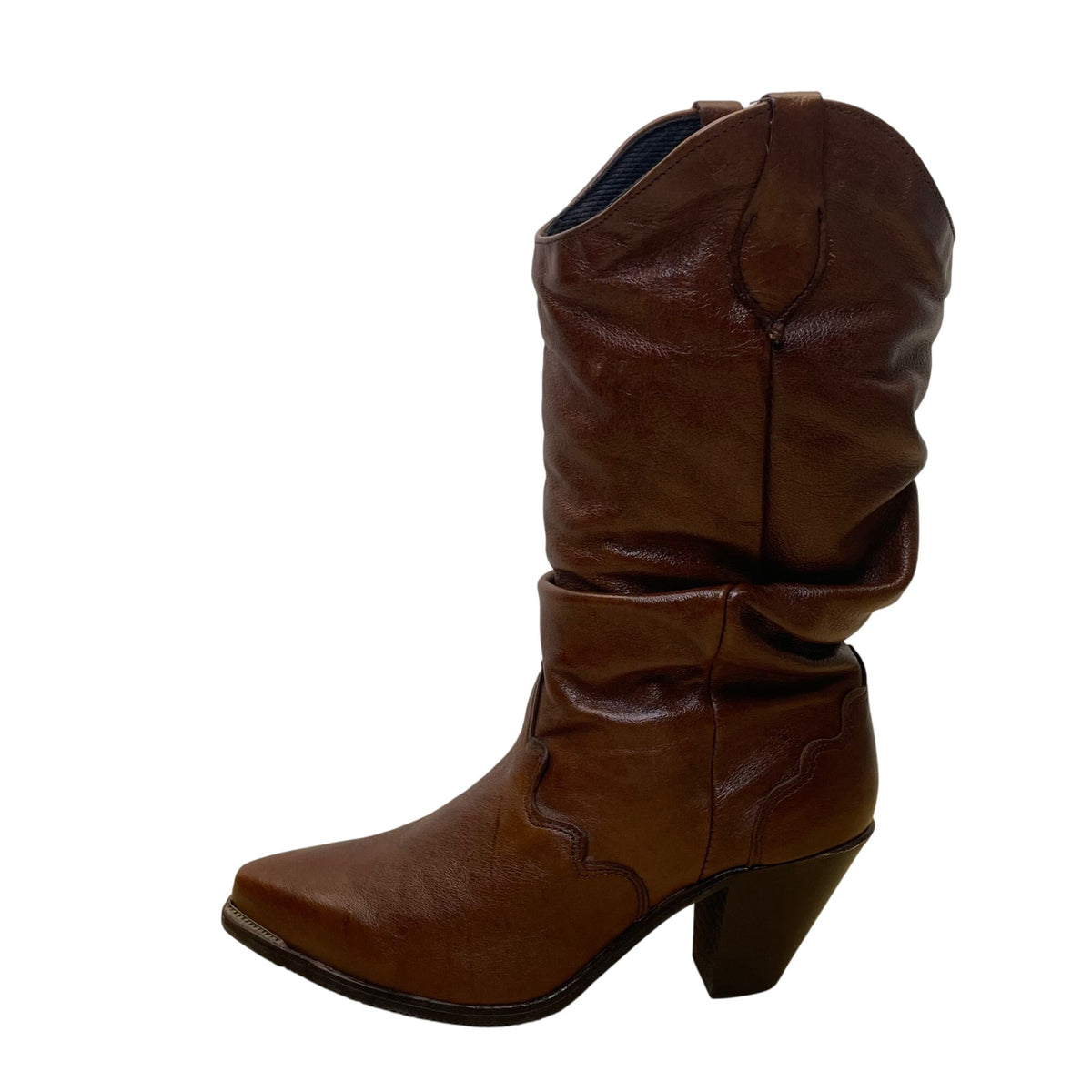 Silver Rebel Women's Brown Leather Maple Leaf Western Boots Size 9 M