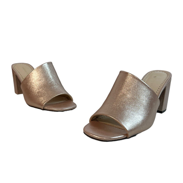 Adrienne Vittadini 3in Heel Sandals Rose Gold Sz 8.5