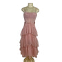 City Studio Pink Lace & Tulle Tiered Midi Dress With Spaghetti Straps Size 3