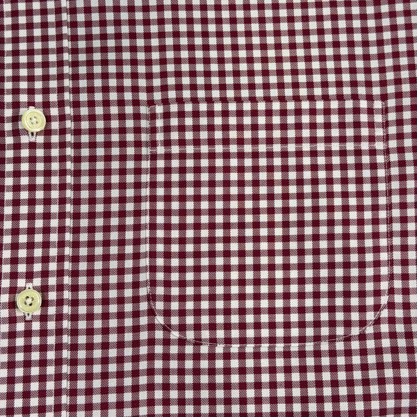 Brooks Brothers Mens Burgundy/White Checkered Long-Sleeve Button-Down Shirt Sz L
