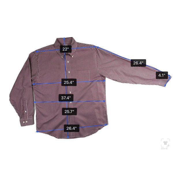 Brooks Brothers Mens Burgundy/White Checkered Long-Sleeve Button-Down Shirt Sz L