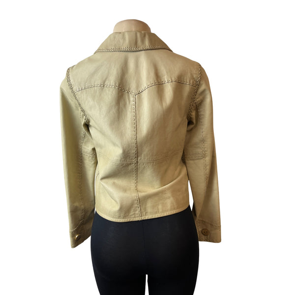 Ralph Lauren Women's Brown Leather Long Sleeve Jacket with Inner Pockets Sz 6