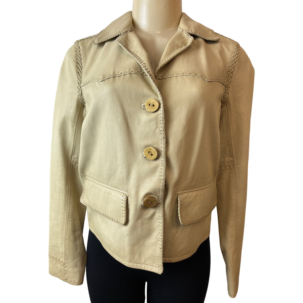 Ralph Lauren Women's Brown Leather Long Sleeve Jacket with Inner Pockets Sz 6