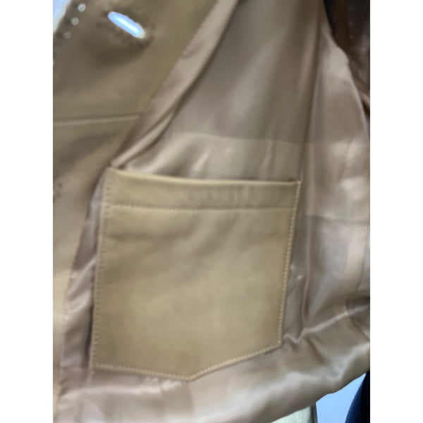 Ralph Lauren Women's Brown Leather Long Sleeve Jacket with Inner Pockets Sz 6