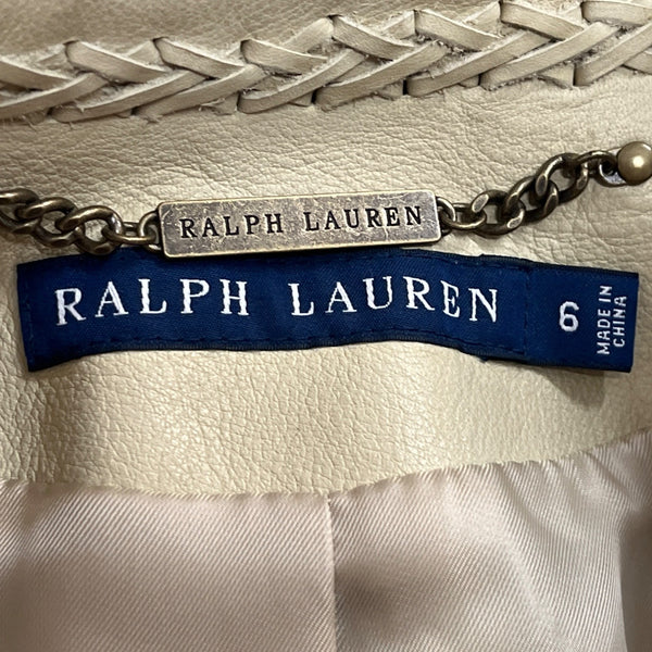 Ralph Lauren Women's Brown Leather Long Sleeve Jacket with Inner Pockets Sz 6