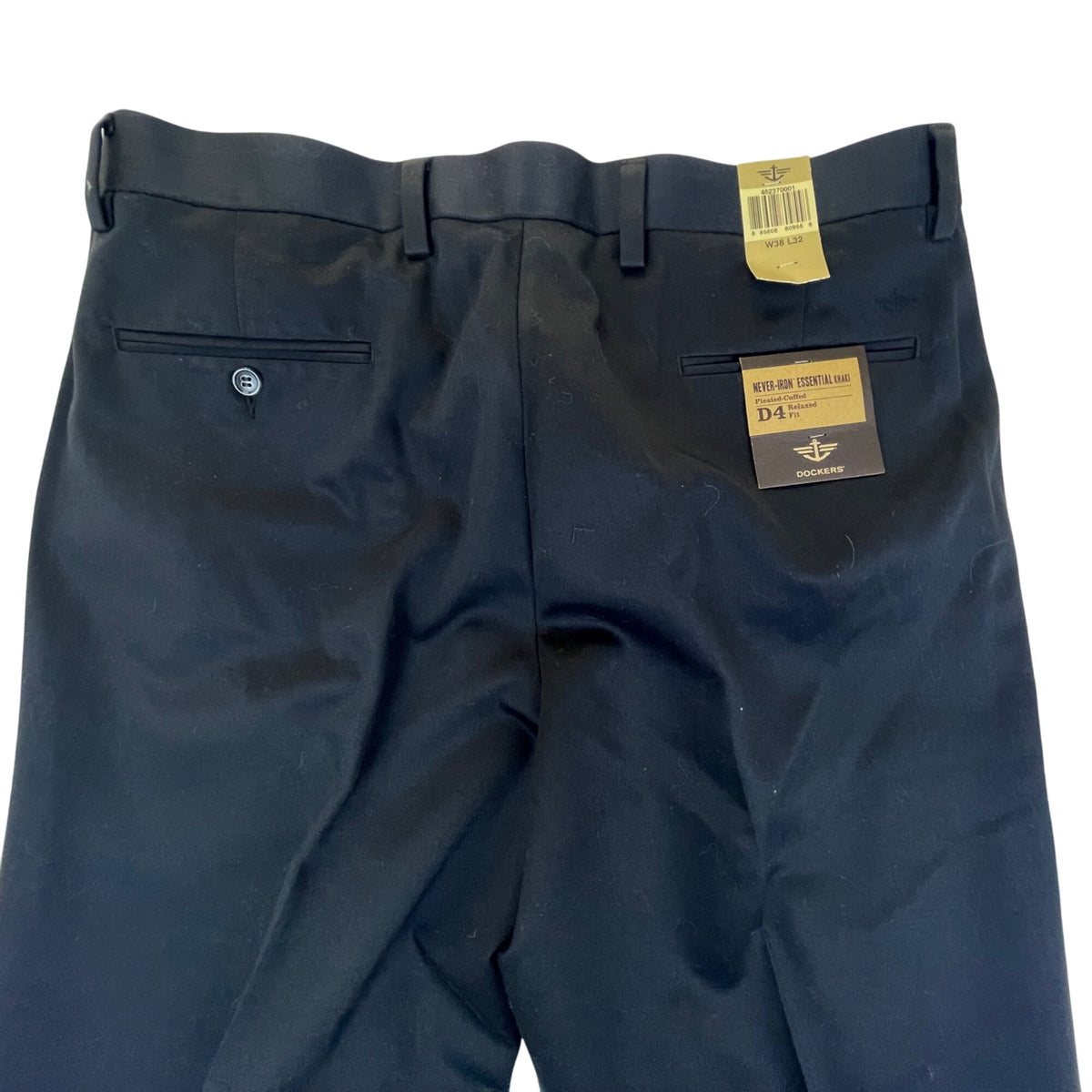 Dockers Men’s Blac Flat Front Dress Pants D4 Never Iron Size W38 L32