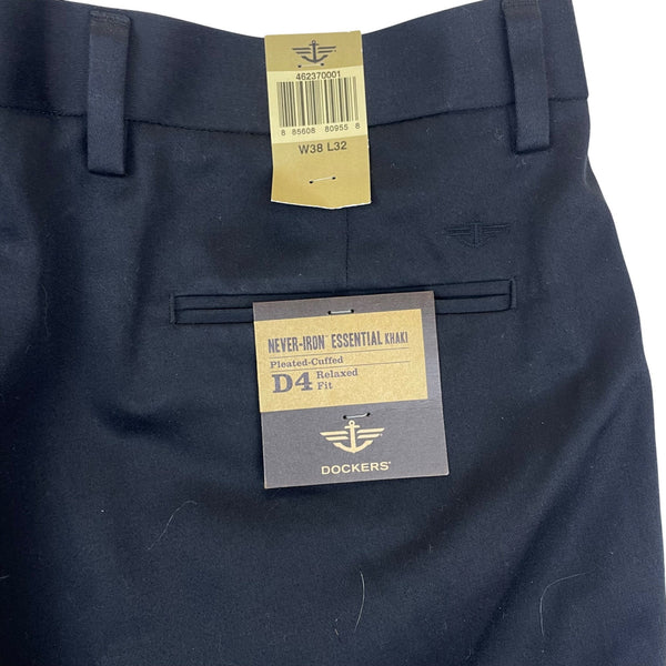 Dockers Men’s Blac Flat Front Dress Pants D4 Never Iron Size W38 L32