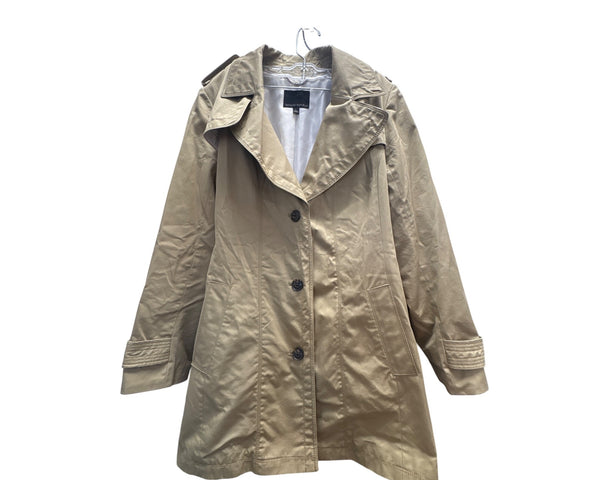 Banana Republic Womens Tan Cotton-Blend Trench Coat Size L Belted Long Sleeve