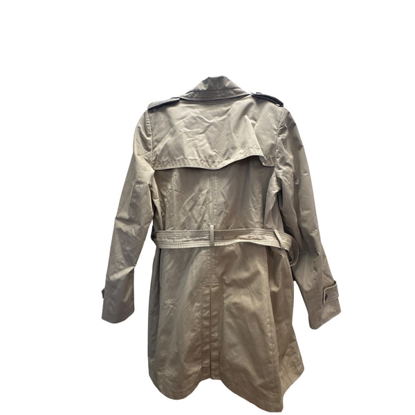 Banana Republic Womens Tan Cotton-Blend Trench Coat Size L Belted Long Sleeve