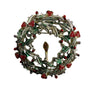 Vintage Unknown Multi-Color Enamel Christmas Wreath Brooch With Candle Pin