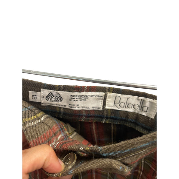 Rafaella Womens Plaid Wool Shorts Size 12 Red/Brown Cotton Vintage Tartan Style