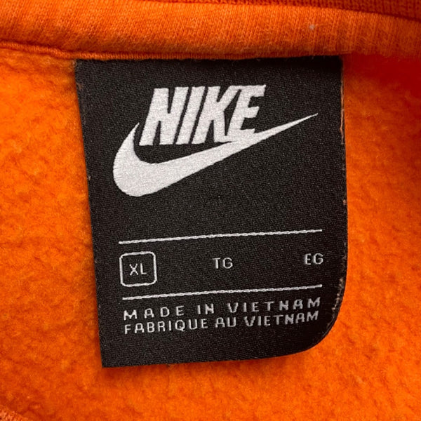 Nike Men's Orange Cotton Blend Pullover Sweatshirt Embroidered Logo Crewneck XL