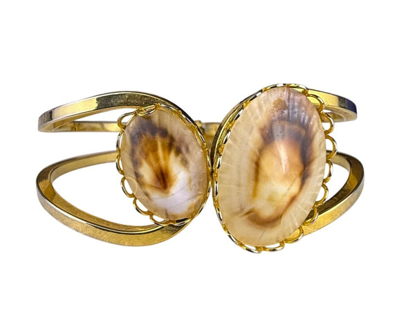 Milikona Of Maui Womens Gold-Tone Shell Accent Hinged Bracelet  Jewelry