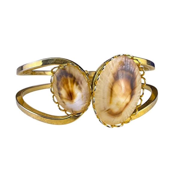 Milikona Of Maui Womens Gold-Tone Shell Accent Hinged Bracelet  Jewelry