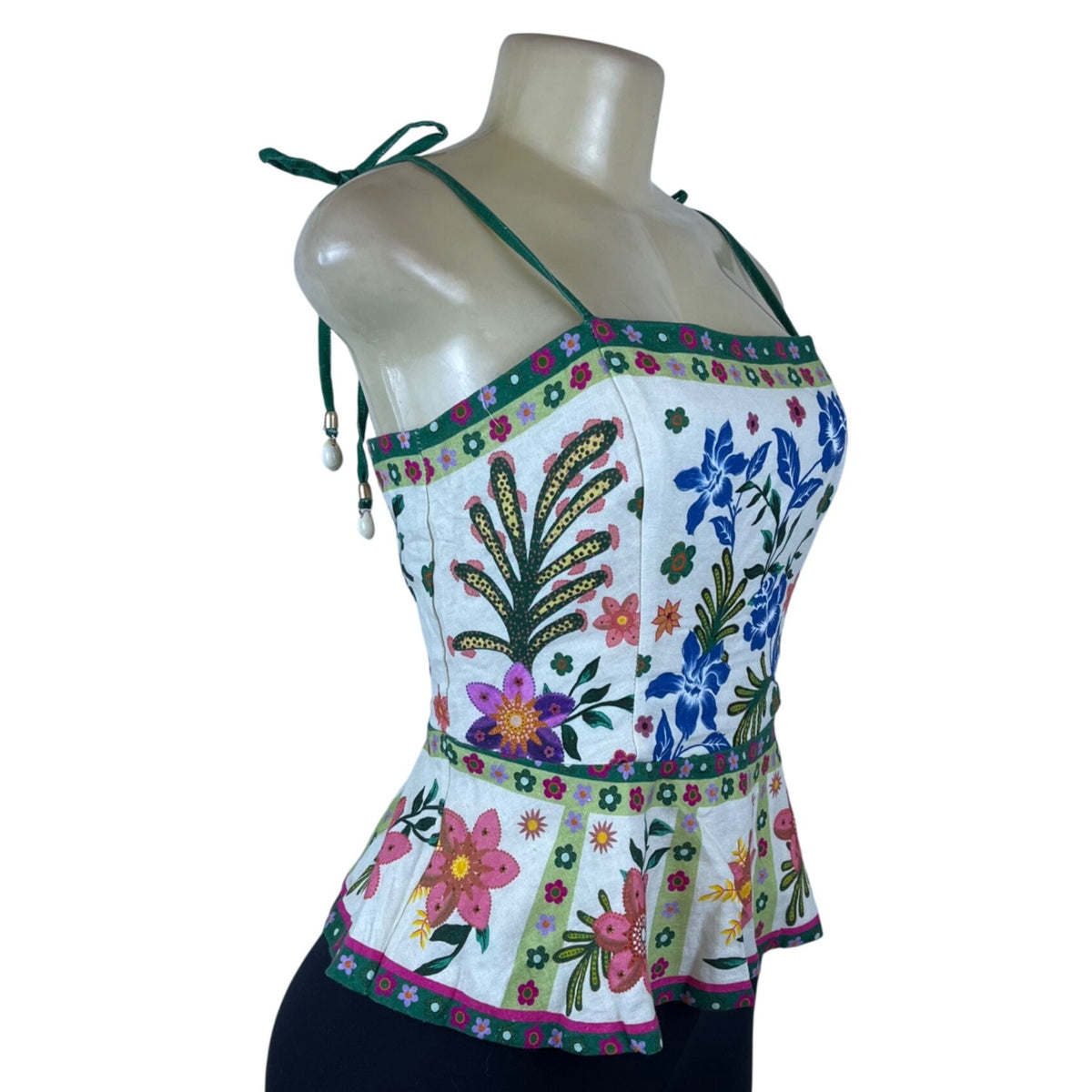 House Of Harlow 1960 Womens Multicolor Floral Spaghetti Strap Peplum Blouse Sz 6