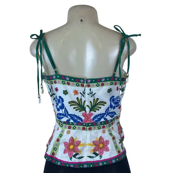 House Of Harlow 1960 Womens Multicolor Floral Spaghetti Strap Peplum Blouse Sz 6