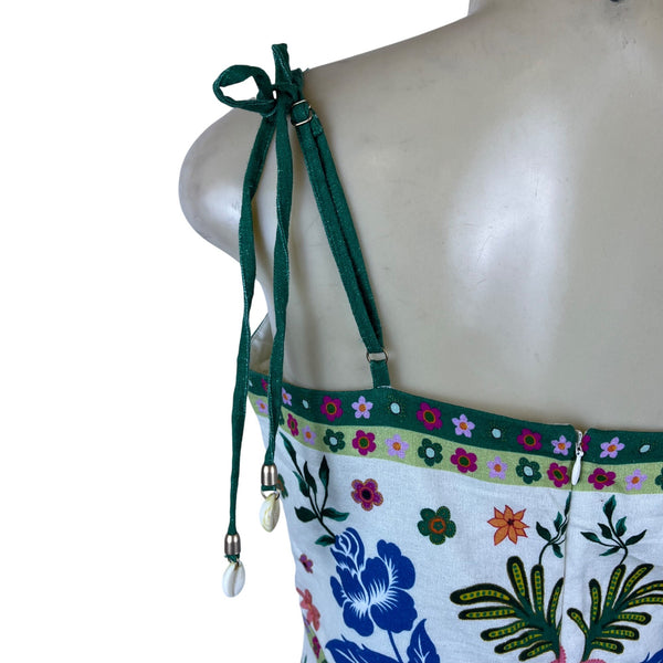 House Of Harlow 1960 Womens Multicolor Floral Spaghetti Strap Peplum Blouse Sz 6