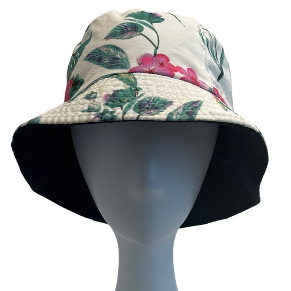 Floral Reversible Bucket Hat With Tropical Print