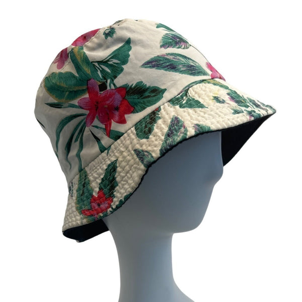 Floral Reversible Bucket Hat With Tropical Print
