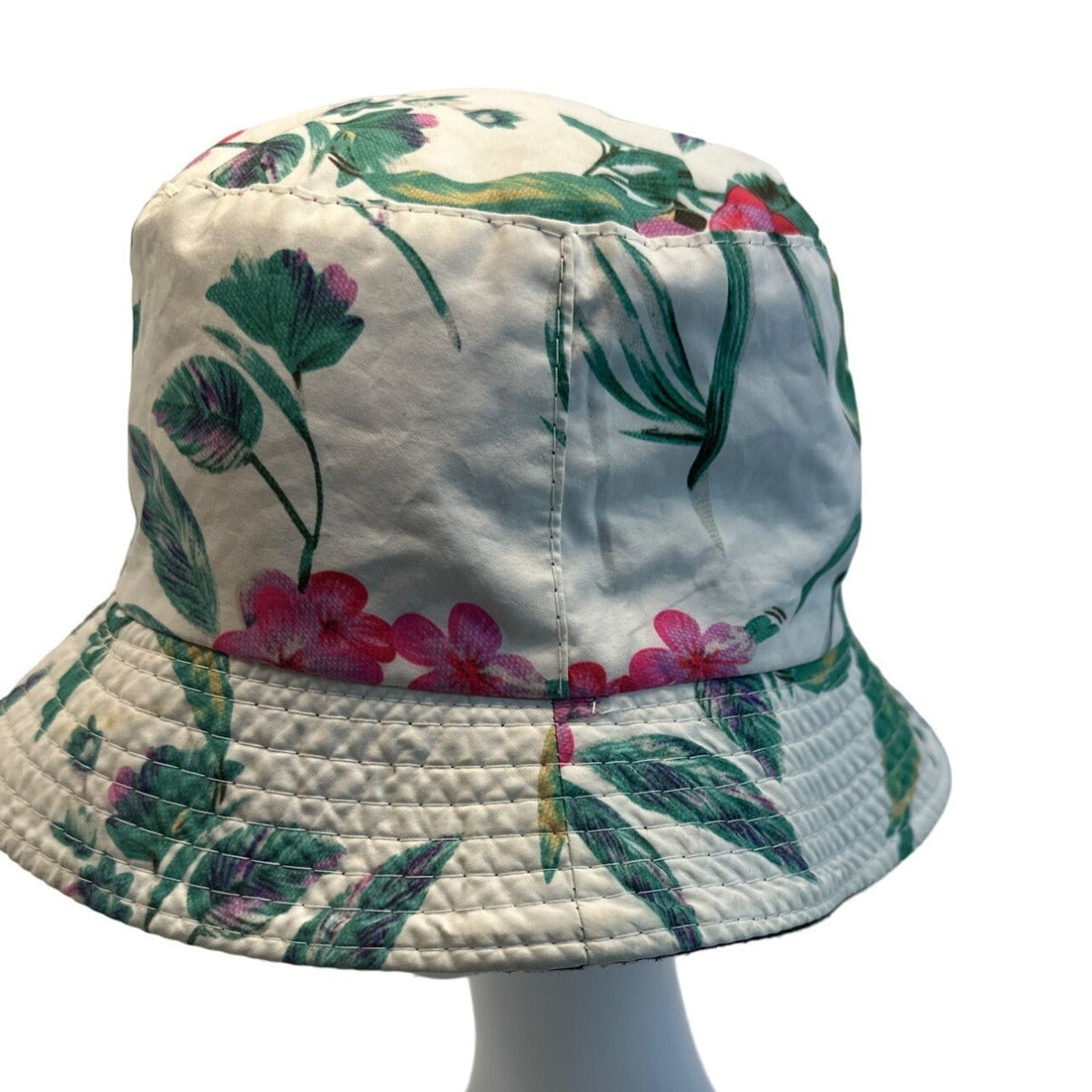 Floral Reversible Bucket Hat With Tropical Print