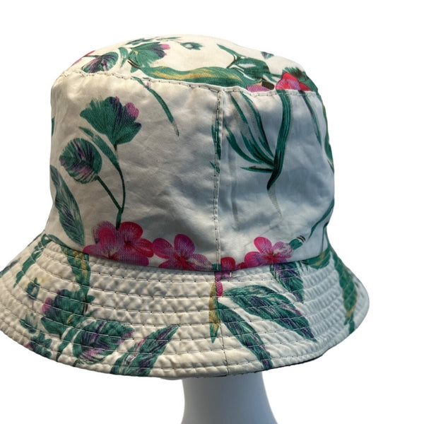 Floral Reversible Bucket Hat With Tropical Print