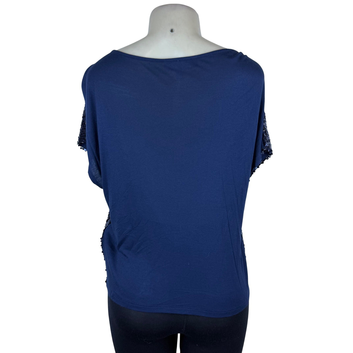 Jennifer Lopez Womens Navy Sequin Polyester Blouse  Stunning Party Top Size M