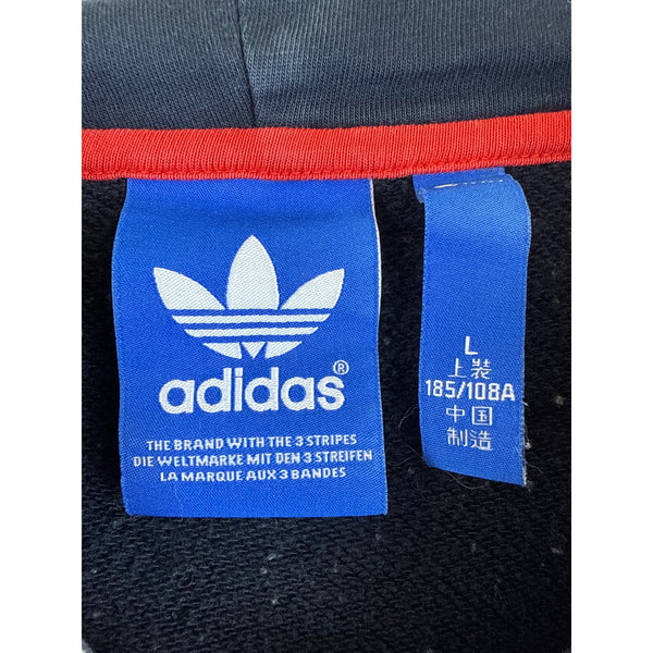 Adidas Mens Black Camo Hooded Zip-Up Jacket Size L Logo Detail