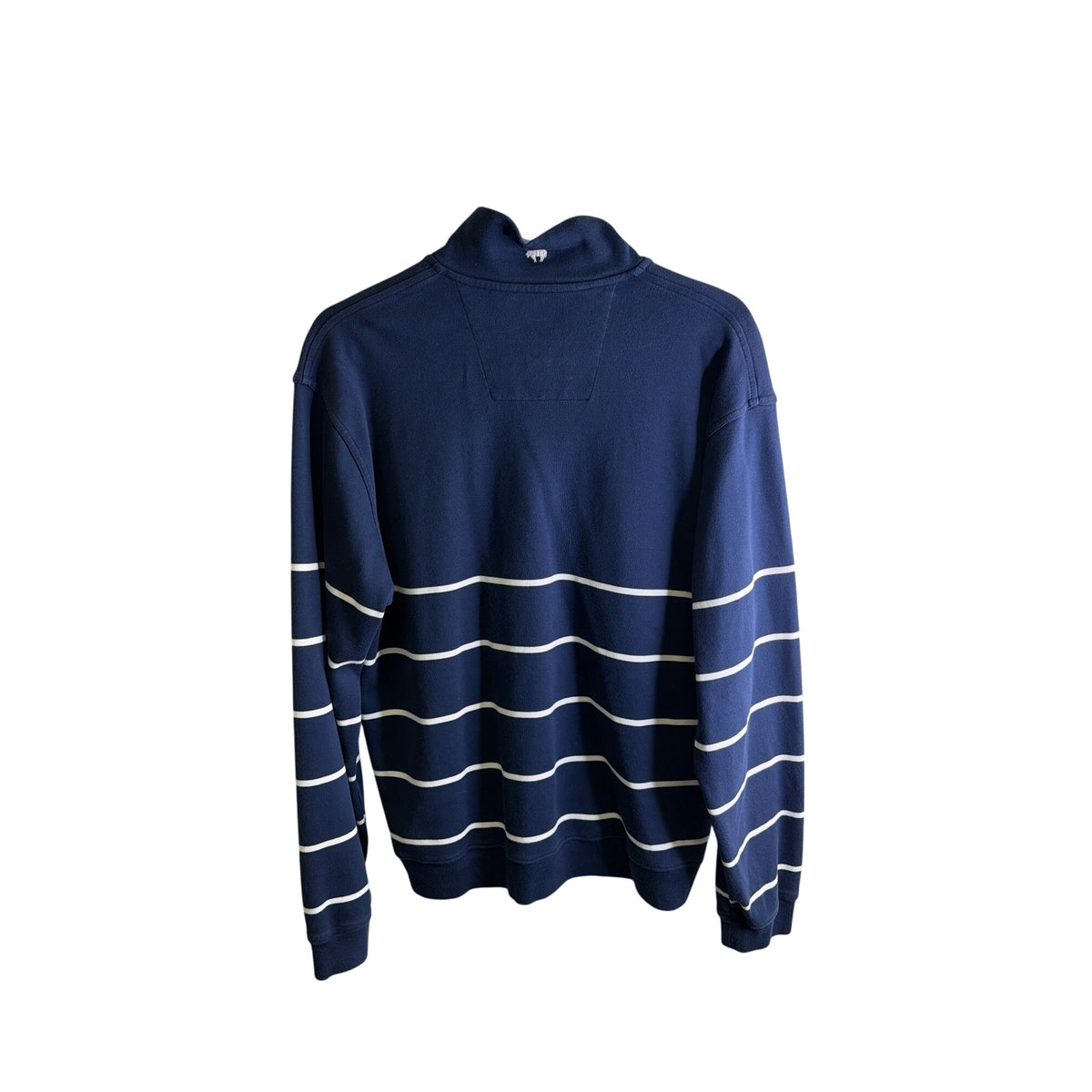 Brooks Brothers Mens Navy & White Striped Cotton 1/4 Zip Pullover Size M