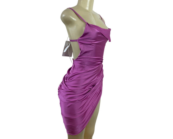Jacquemus Mini Dress With Adjustable Straps & Side Draping Hot Pink Sz 32 - New