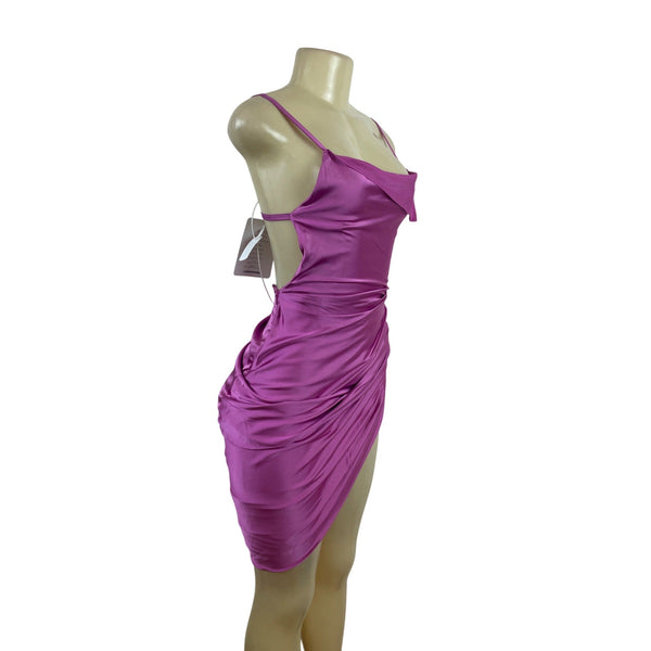 Jacquemus Mini Dress With Adjustable Straps & Side Draping Hot Pink Sz 32 - New