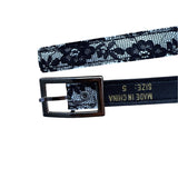 Black & White Lace Belt With Silver Buckle Size 5