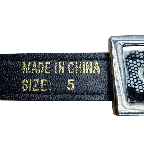 Black & White Lace Belt With Silver Buckle Size 5