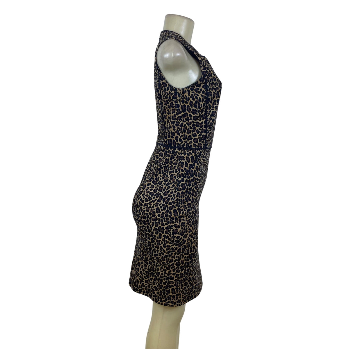 J.Crew Womens Brown Leopard Print Cotton Sheath Dress Sleeveless Knee Length Size 0