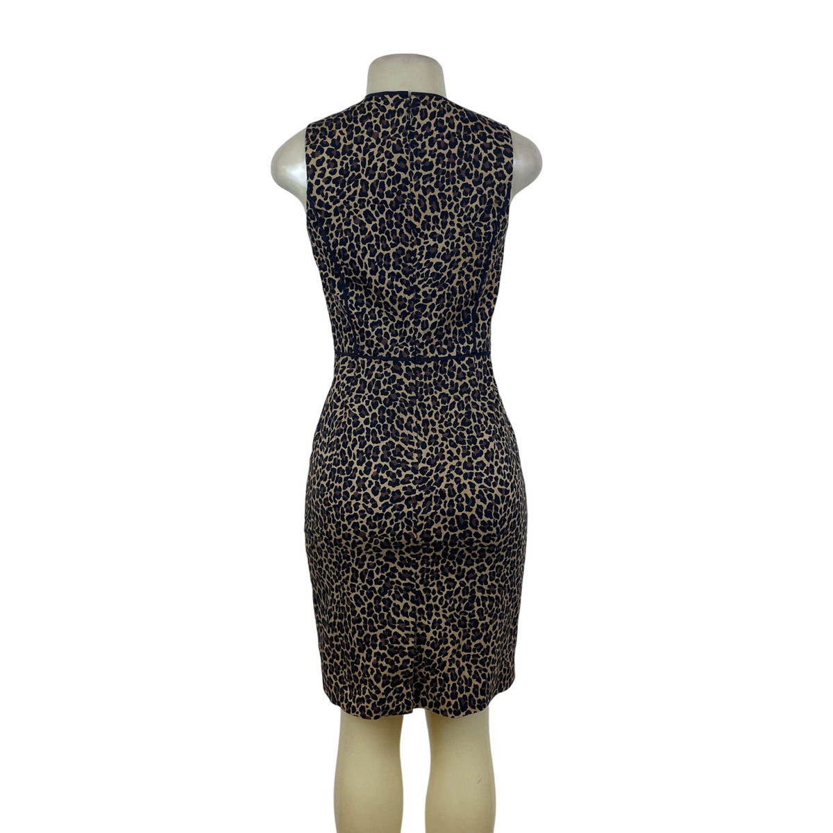 J.Crew Womens Brown Leopard Print Cotton Sheath Dress Sleeveless Knee Length Size 0