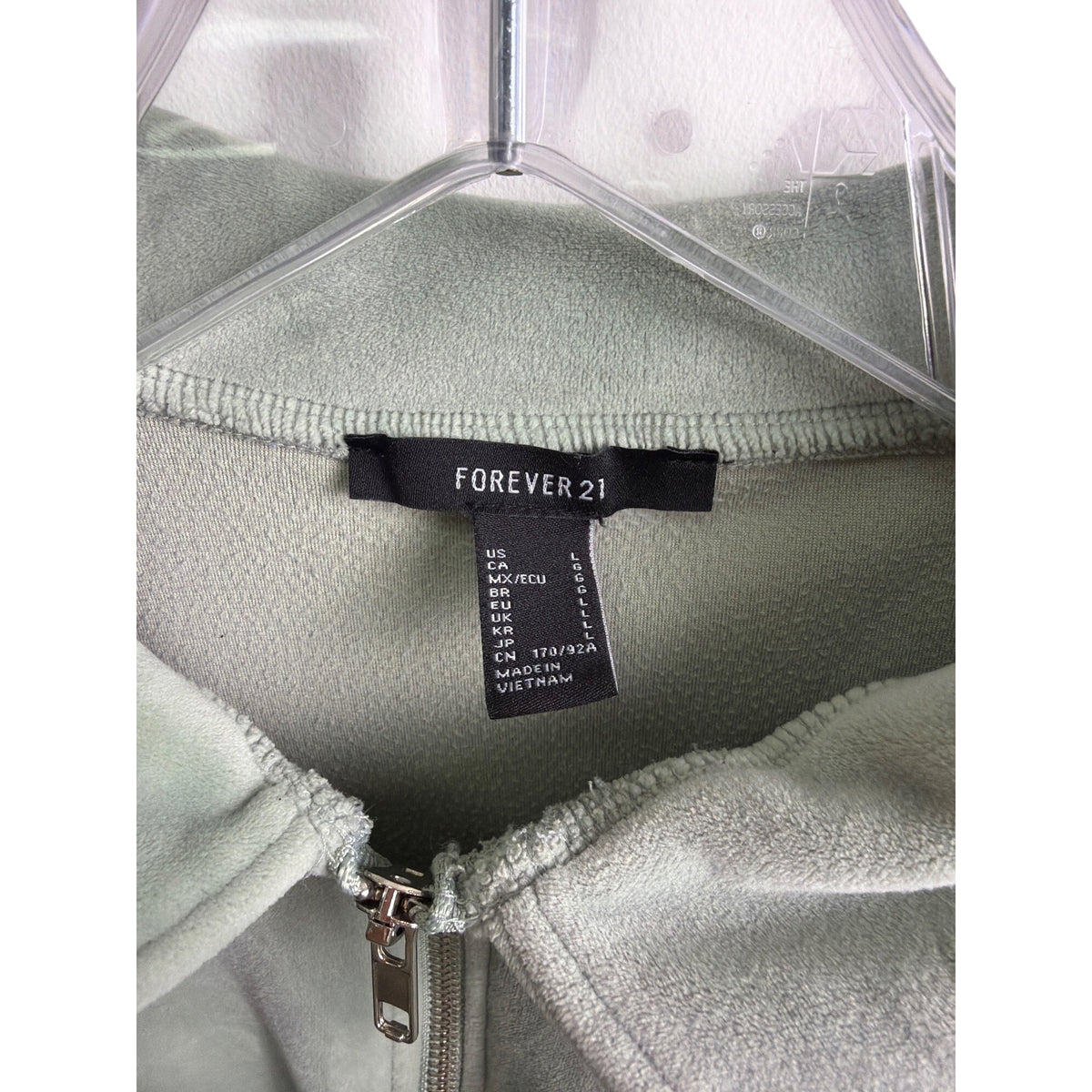 Forever 21 Womens Sage Green Fleece Cropped Quarter-Zip Pullover Sweatshirt L Large Forever 21 Womens Sage Green Fleece Cropped Quarter-Zip Pullover Sweatshirt L Large