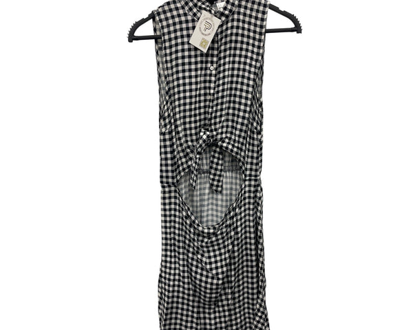 Black & White Checkered Sleeveless Dress With Front Cutout Detail By H&M Divided US 8