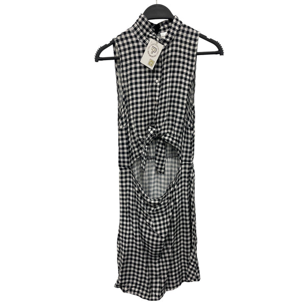 Black & White Checkered Sleeveless Dress With Front Cutout Detail By H&M Divided US 8