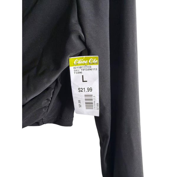 J Uptown Womens Black Long Sleeve Wrap Tie Front Crop Top Size L Stretchy