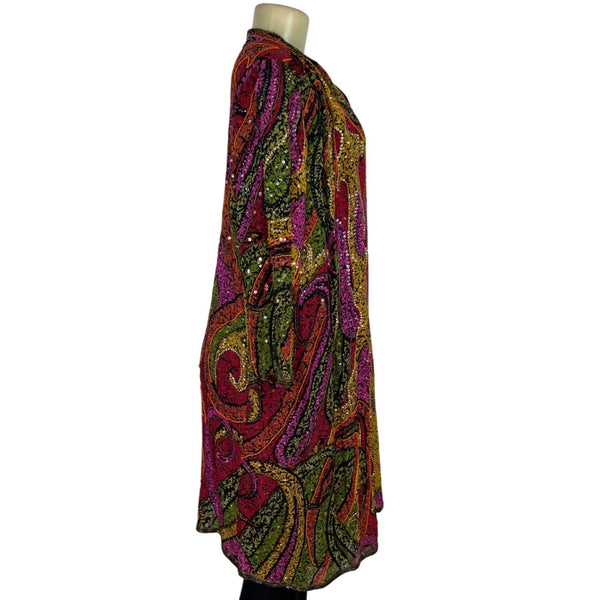 Vintage Judith Ann Plus Sequin Silk Dress Multicolor Size 16