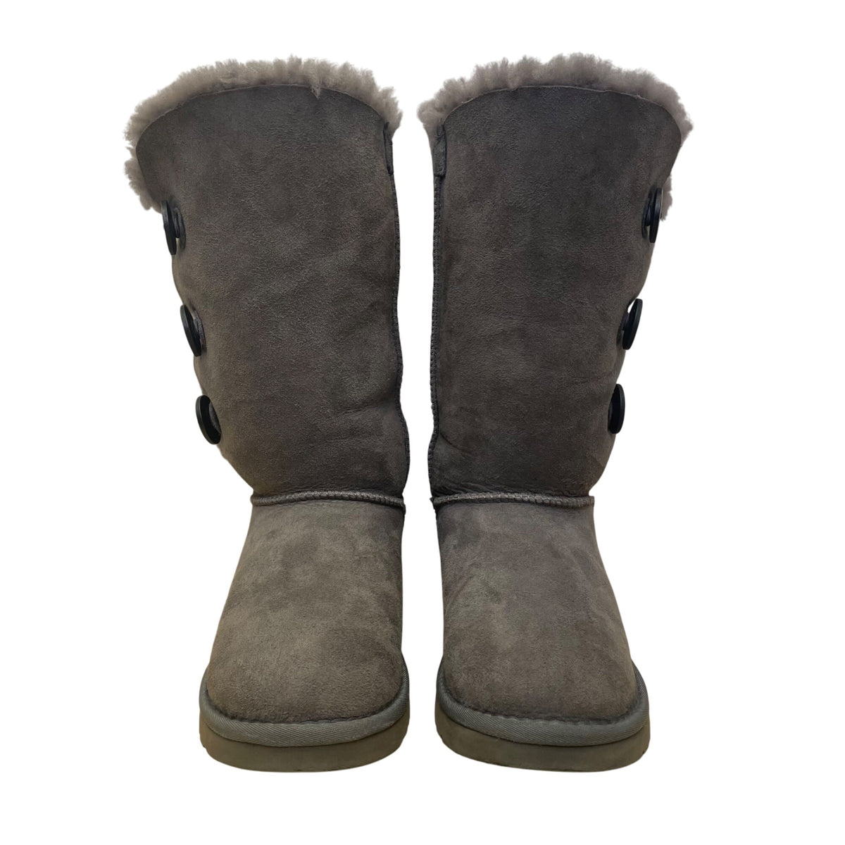 UGG Women’s Gray Suede Shearling-Lined Warm Button-Up Tall Boots Size 6